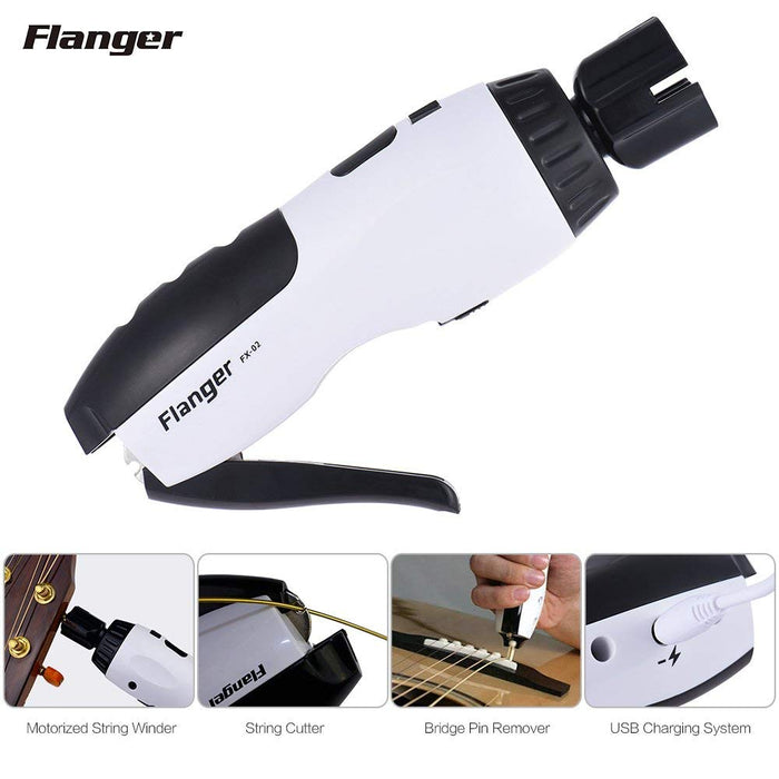 Flanger FX-02 3 In 1 Multifunctional Restringing Tools Motorized String Cutter Bridge Pin Puller