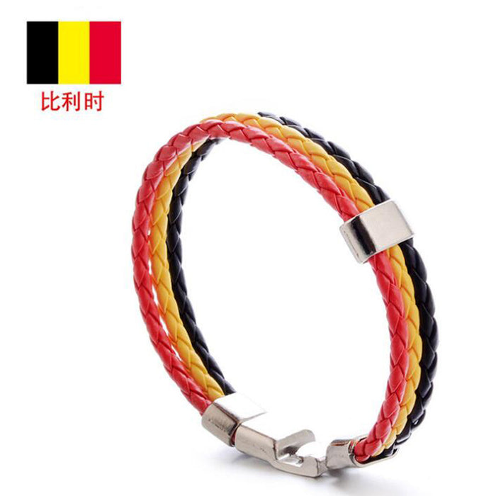 Flag Colour Leather Bracelet World Cup Country Bracelet