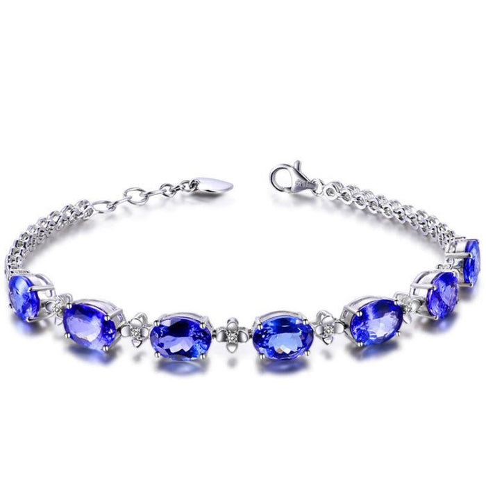 Brilliant Blue Cubic Zirconia Tennis Bracelet for Female Adjustable Natural Crystal Chain Charm Bracelet Wedding Evening Jewelry