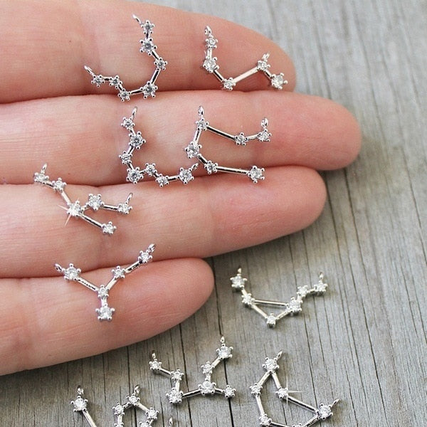 FENGLI Constellation Simple Bracelets for Women Charm Zodiac Pattern Chain Bangles Baby Birthday Bracelet Jewelry Gift