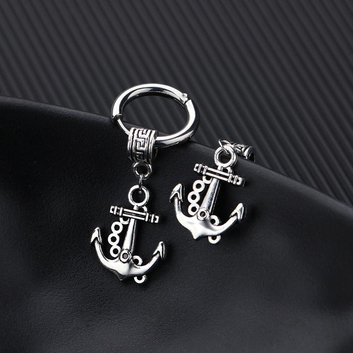 Titanium steel personality anchor men's stud earrings vintage earrings