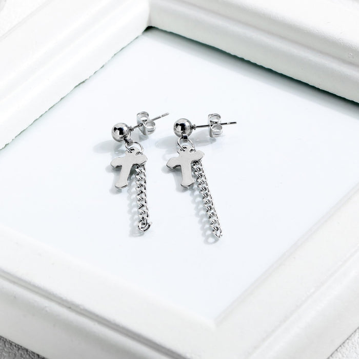 Women's titanium steel cross earrings Fashion all-match trendy earrings