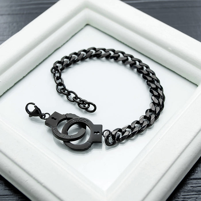 Simple Personality Titanium Steel Handcuff Bracelet Couple Bracelet
