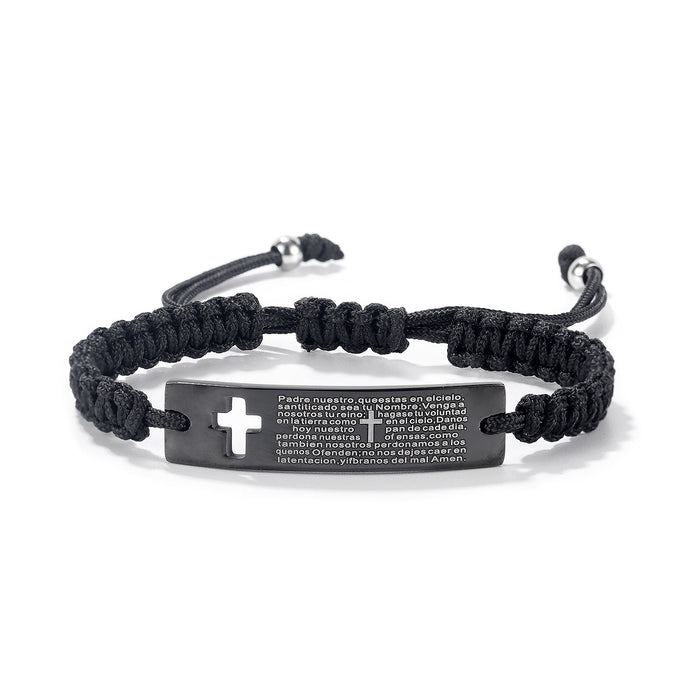 Titanium Steel Cross Vintage Character Braided Rope