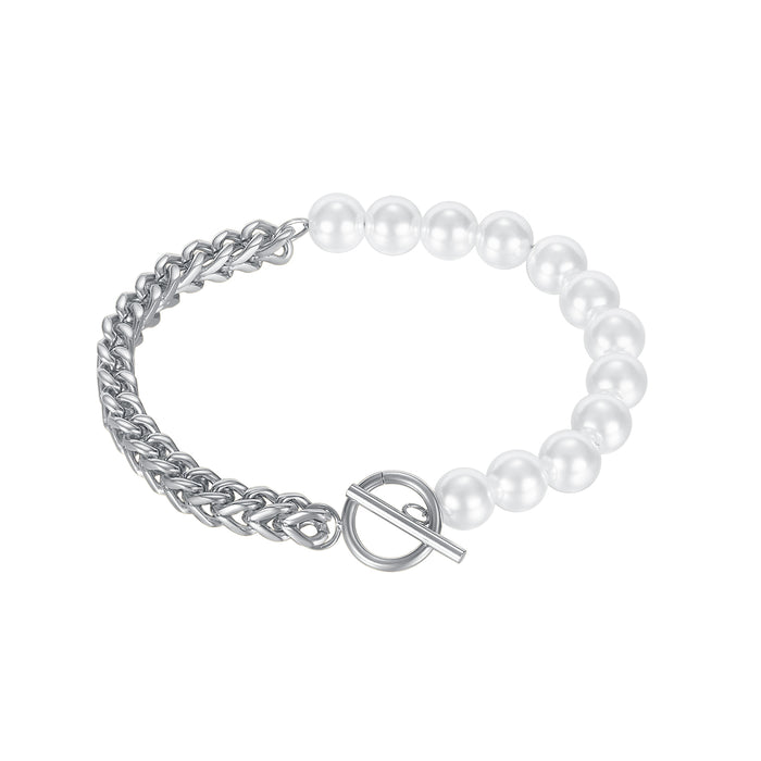 Personalized splicing chain pearl OT buckle stainless steel bracelet