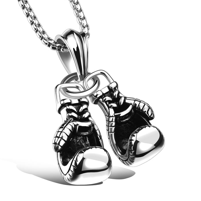 Personalized Men's Boxing Gloves Fitness Titanium Steel Necklace