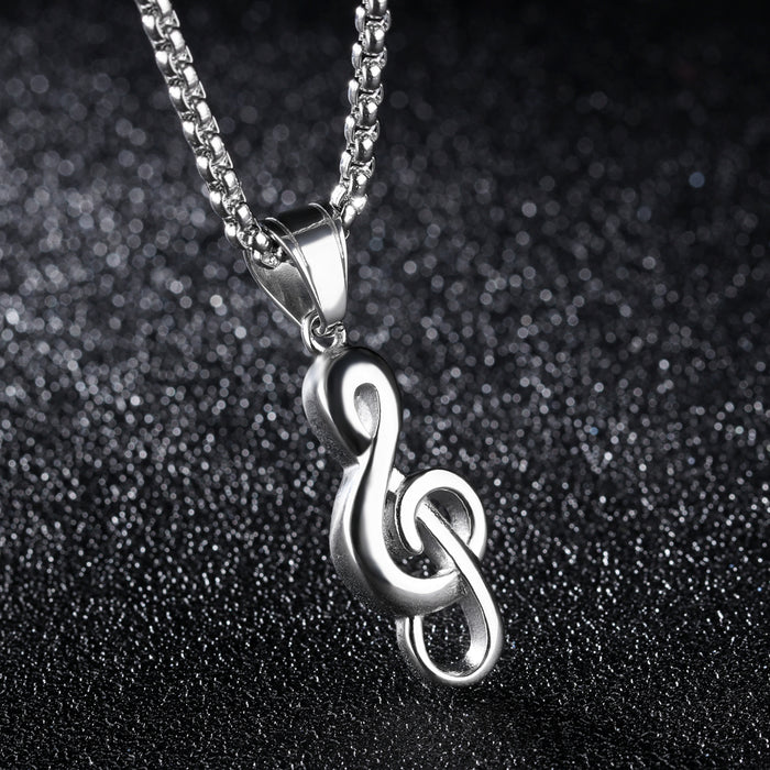 Creative Music Symbol Titanium Steel Men's Hip Hop Necklace