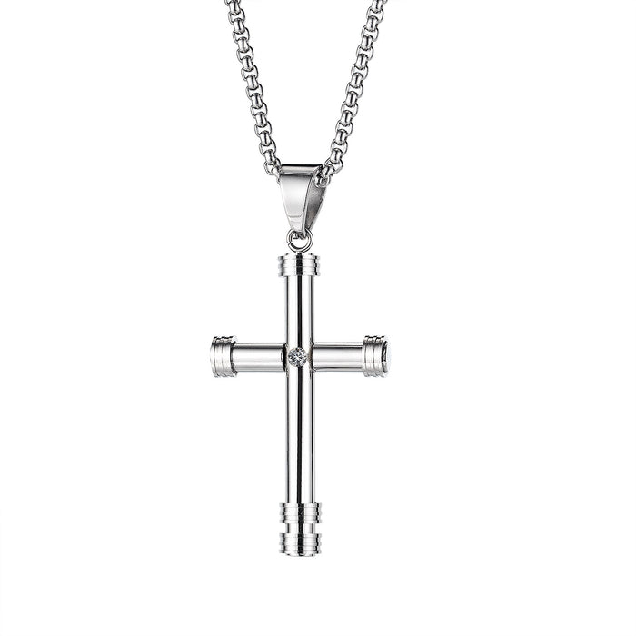 Personalized Men's Stainless Steel Necklace Disco Street Hiphop Retro Cross Pendant