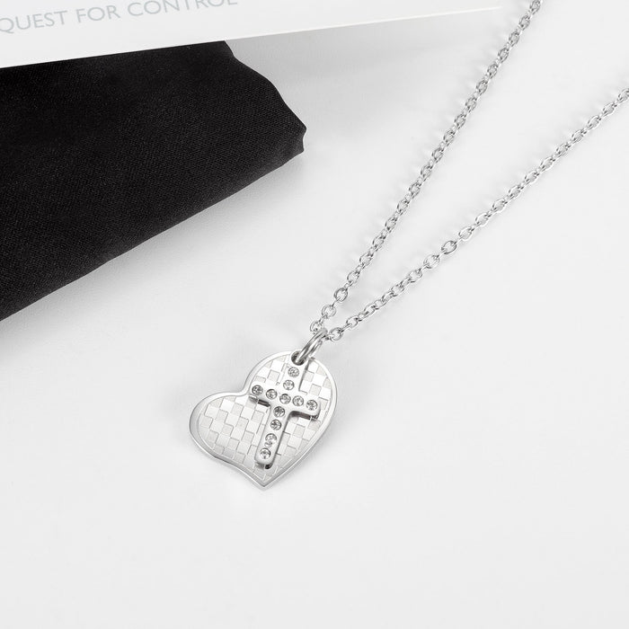 Hip Hop Love Cross Pendant Simple Personality Stainless Steel Necklace For Women