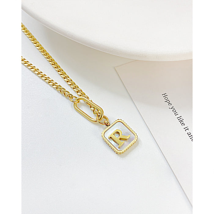 Stainless Steel Monogram Shell Pendant Steel Necklaces