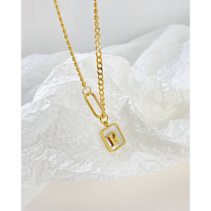 Stainless Steel Monogram Shell Pendant Steel Necklaces