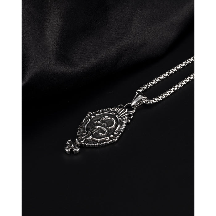 Retro Non Hip Hop Zodiac Totem Snake Male Titanium Steel Necklace