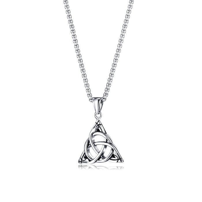 Personality Vintage Triangle Wrap Pendant Fashion Stainless Steel Necklace