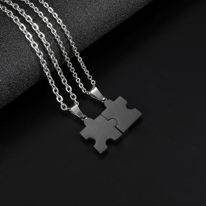 Heart-shaped Jigsaw Titanium Necklace For Couples