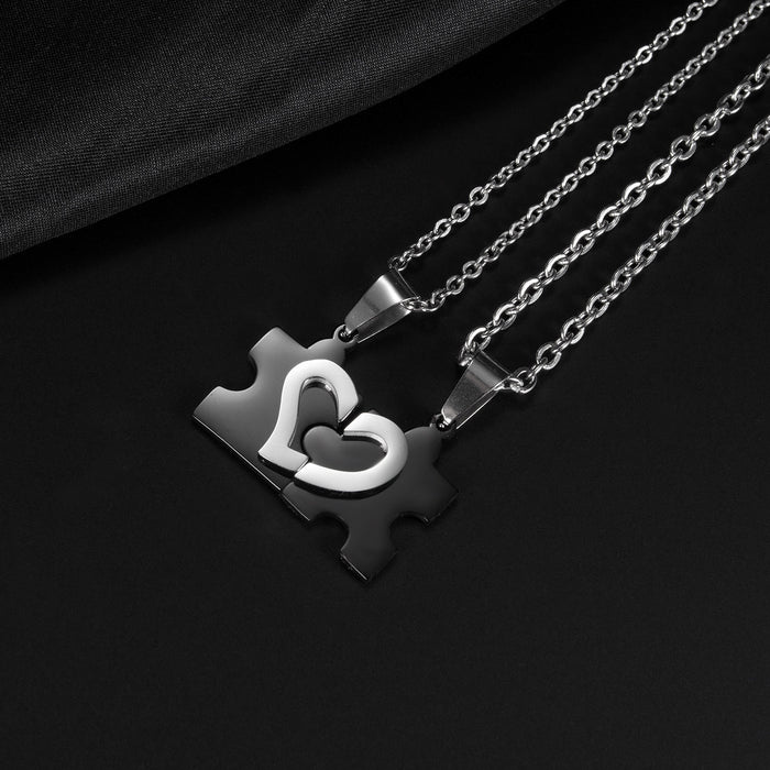 Heart-shaped Jigsaw Titanium Necklace For Couples