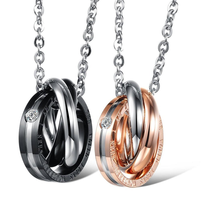 Titanium steel couple necklace