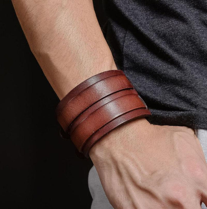 Wide Leather Cuff Bracelet