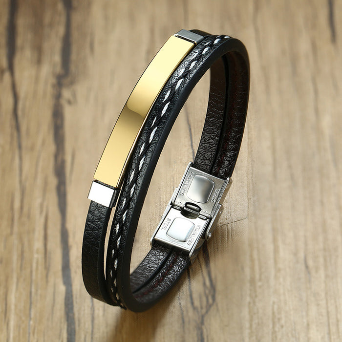 Trendy Men Weave Bracelet Color Stainless Steel Bangle