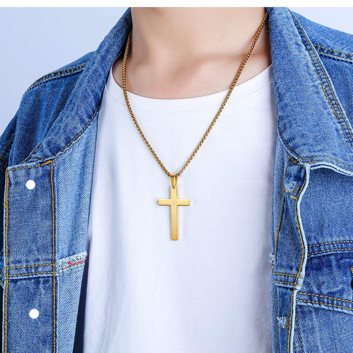 Cross Pendant Necklace, Stainless Steel Cross Pendant Necklace for Men Lord's Prayer Necklace