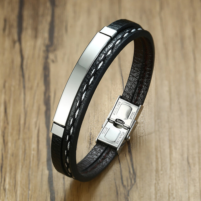 Trendy Men Weave Bracelet Color Stainless Steel Bangle