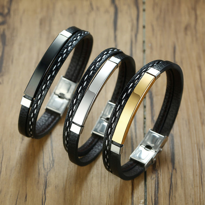 Trendy Men Weave Bracelet Color Stainless Steel Bangle