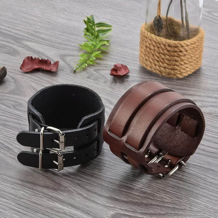 Wide Leather Cuff Bracelet