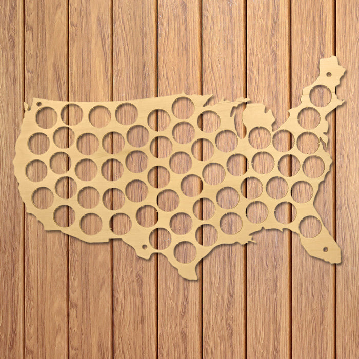 USA Patriotic Wooden Beer Cap Maps