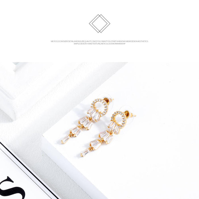 Samba style trendy diamond earrings women fashion gold-plated copper earrings