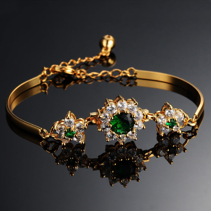 Personalized diamond-studded copper gold-plated bridal accessory bracelet