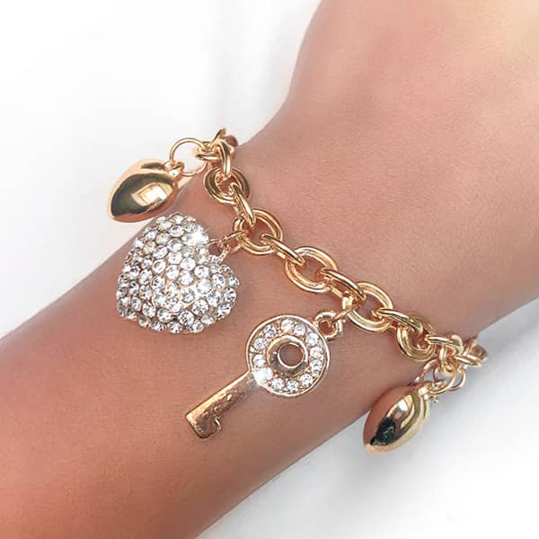 Love Locked Gold Charm Bracelet
