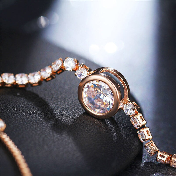New Round Tennis Bracelet For Women Rose Gold Silver Color Cubic Zirconia Charm Bracelets & Bangles Femme Wedding Jewelry 2019