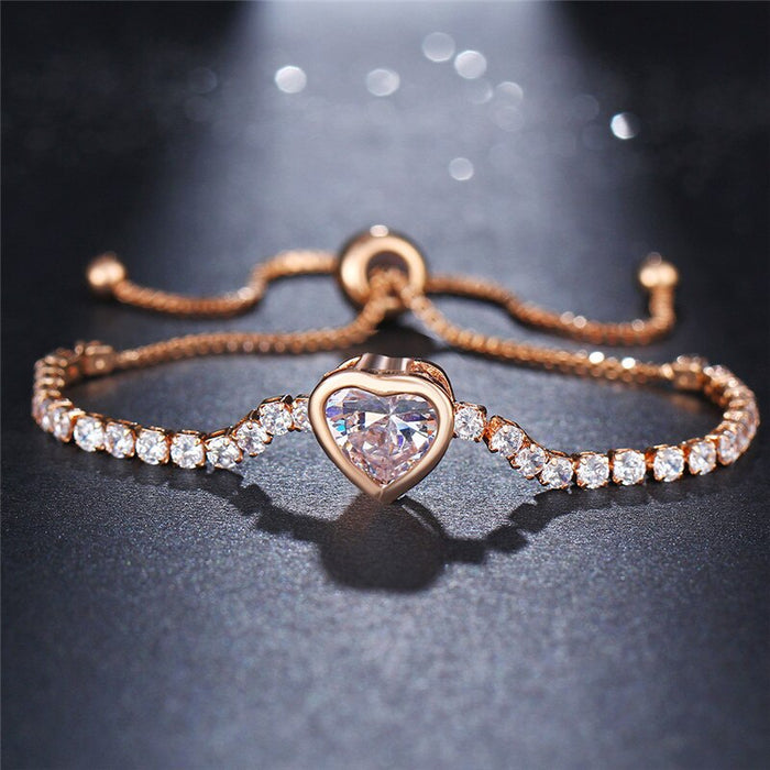 New Round Tennis Bracelet For Women Rose Gold Silver Color Cubic Zirconia Charm Bracelets & Bangles Femme Wedding Jewelry 2019