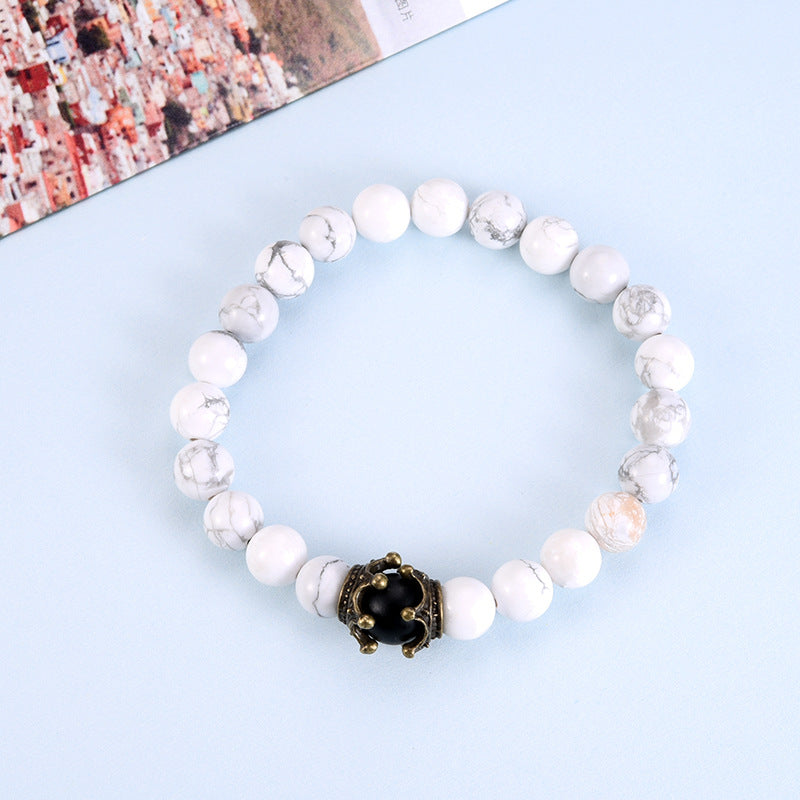 Agate Lava Hand String Tiger Eye Crown Bracelet