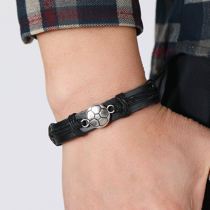 Simple Hand-woven Football Leather Bracelet Creative Personality Bracelet