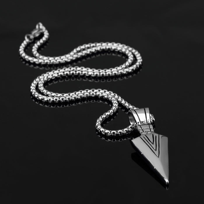 Arrow Design Pendant Trendy Men Necklace With Box Link Chain 316L Steel  Jewelry Accessories