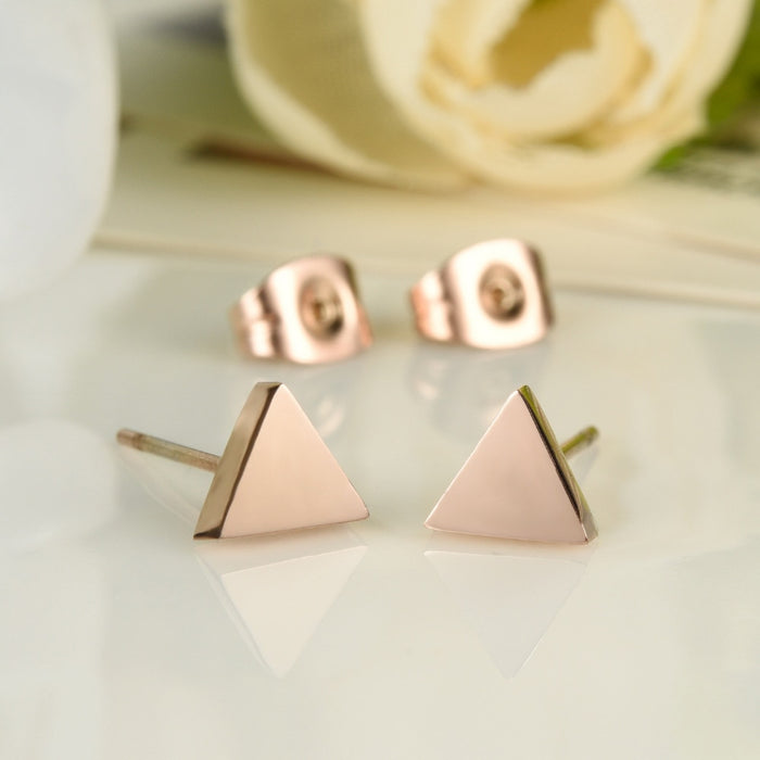 Champagne Gold Color Woman Stud Earring Classical Stainless Steel Triangle New Design Fashion Women Jewelry Earring