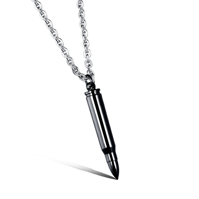 Cool Man's Bullet Pendant Necklaces New Fashion Punk Style Stainless Steel Personality Men's Jewelry 3 Colors