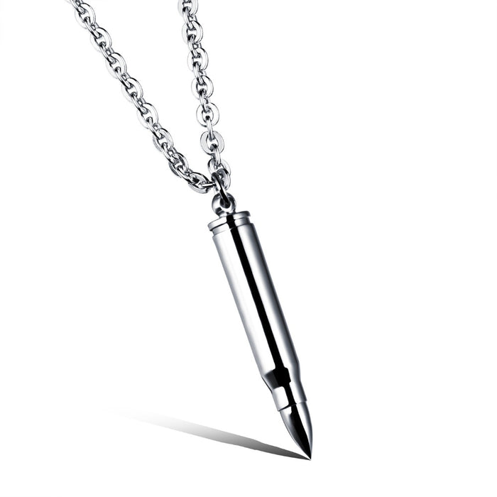 Cool Man's Bullet Pendant Necklaces New Fashion Punk Style Stainless Steel Personality Men's Jewelry 3 Colors