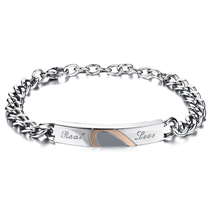 Half Heart Puzzle Couple Bracelet Romantic Real Love Stainless Steel Chain & Link Bracelets Fashion Jewelry For Women Men