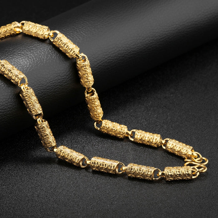 Hiphop Gold Color Chain Necklace For Men Party Gift Trendy 8 MM Wide Bamboo Shape Whole & Drop