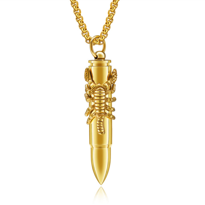 New Arrival Vintage Scorpion Bullet Pendant Necklace For Male Jewelry Gift 316L Stainless Steel Men Jewelry Necklace