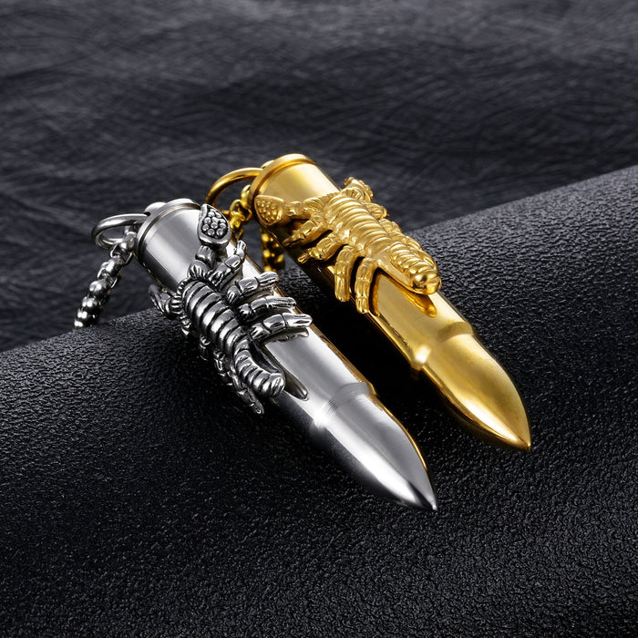 New Arrival Vintage Scorpion Bullet Pendant Necklace For Male Jewelry Gift 316L Stainless Steel Men Jewelry Necklace