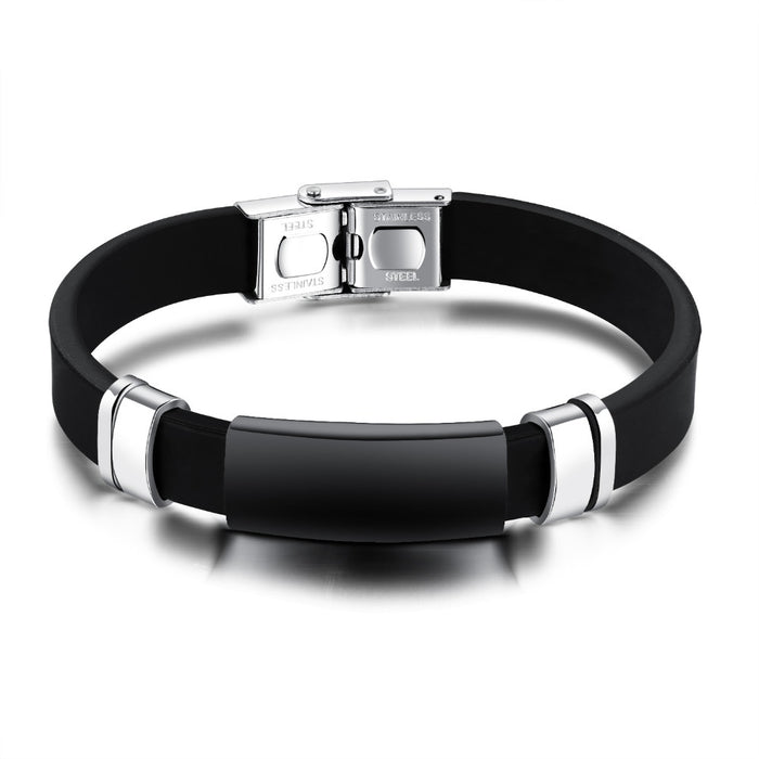 Sport Men's Silicone Bracelets Smooth Design Black / Champagne Gold Color 10 MM Width Length Adjustable Male Gift
