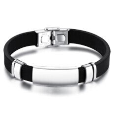 Sport Men's Silicone Bracelets Smooth Design Black / Champagne Gold Color 10 MM Width Length Adjustable Male Gift