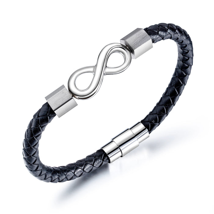 Fashion Simple Endless 8 Character Woven Leather Bracelet