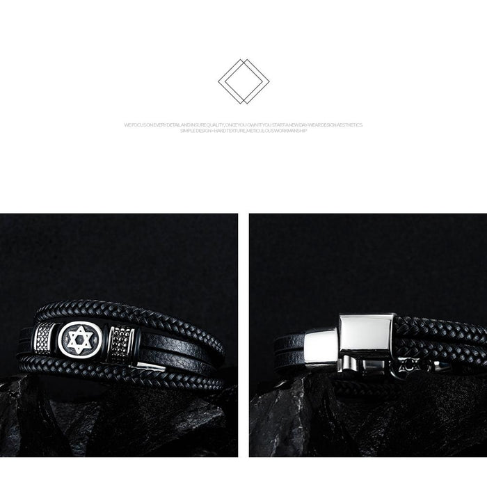 Star of David Leather Bracelet