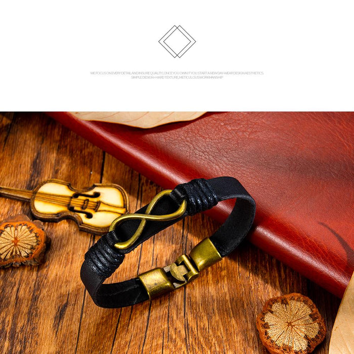 Punk personality woven endless 8 word leather bracelet