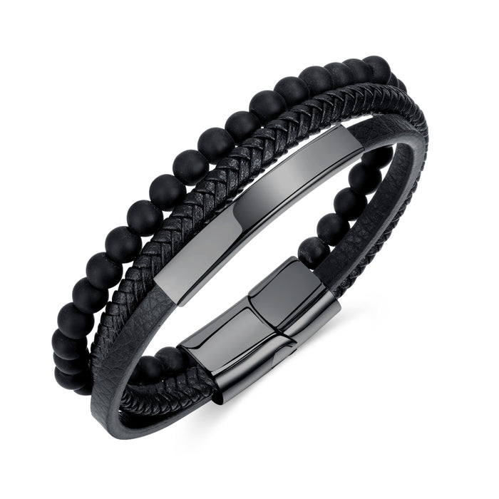 Fashion Titanium Steel Bending Brand Magnetic Buckle Personality Retro Volcanic Stone Brined Bracelet