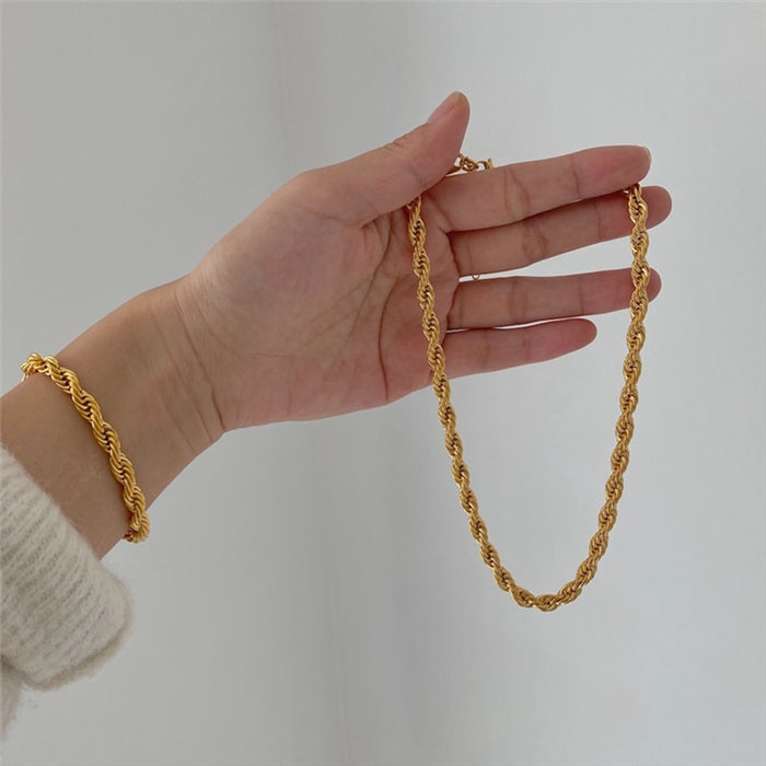 5mm Thick Twisted Cable Chain Bracelets Gold Color Chunky Rope Bracelets for Women Vintage Bracelet 2020 Hot Jewelry