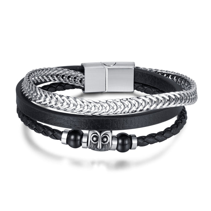 Retro Personality Multi-layer Band Hip Hop Street Everything Leather Bracelet